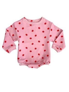 NEW IN MY JAMMERS baby girls sweatshirt bubble romper in red kiss